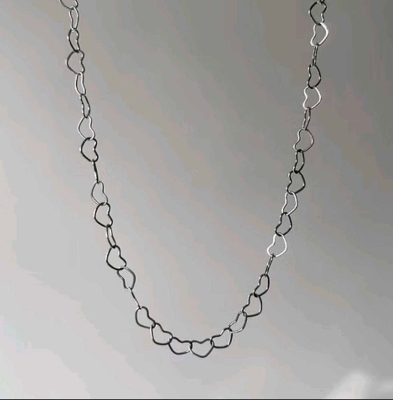 Silver Heart Chain Necklace