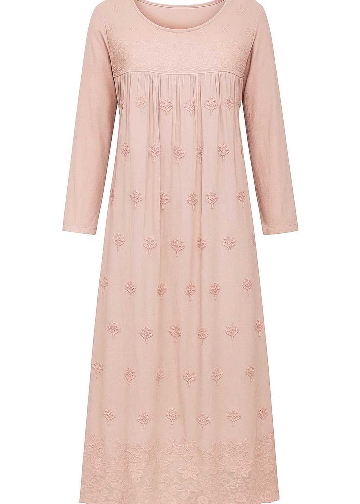 Vintage Style Pink Embroidered Dress