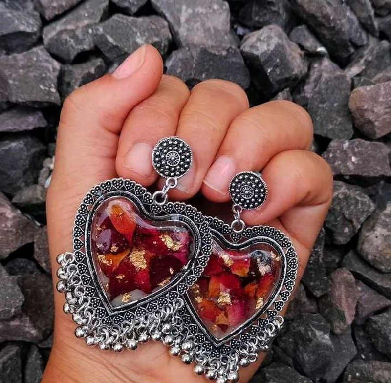 resin red rose jumka in best price