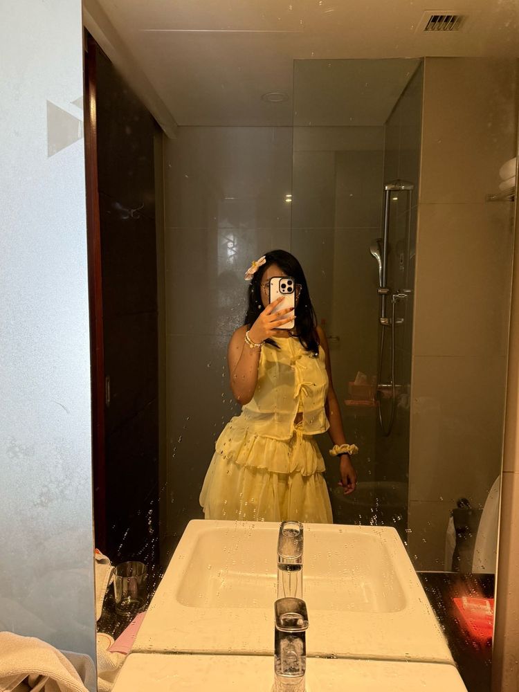 Yellow Ruffled top and skirt