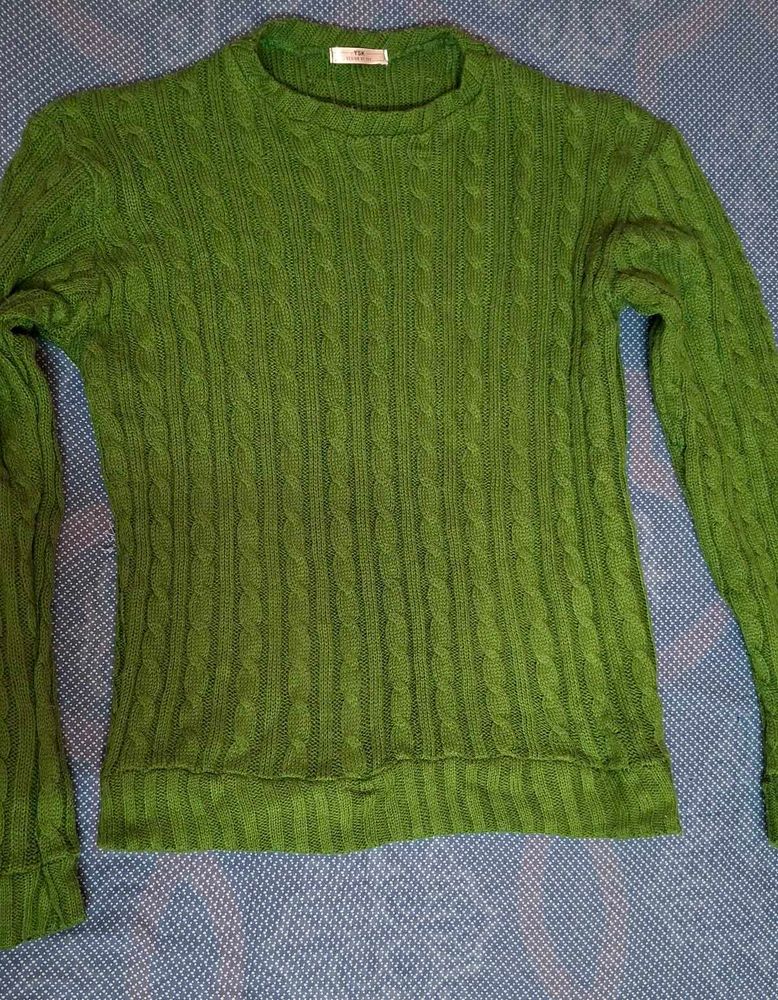 Green Cable Knit Sweater