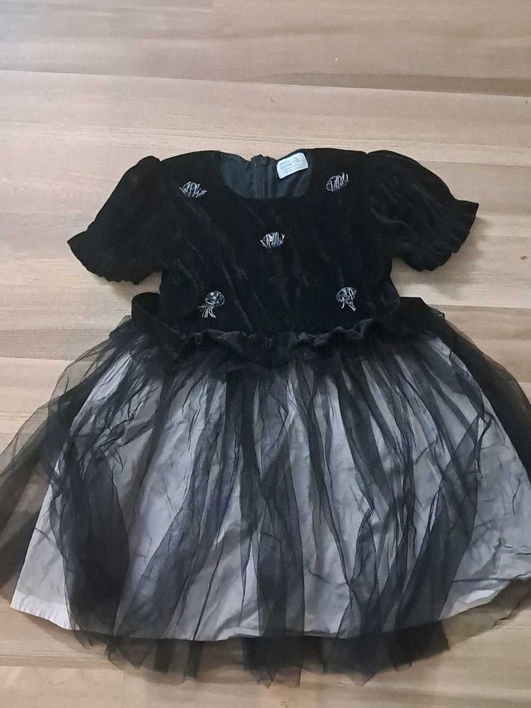Black Velvet &amp; Tulle Party Dress