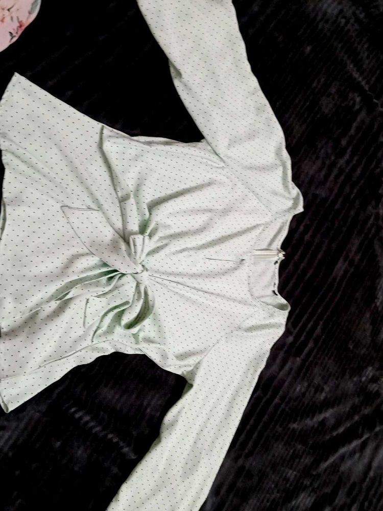 Cute Polka Dot Tie Top