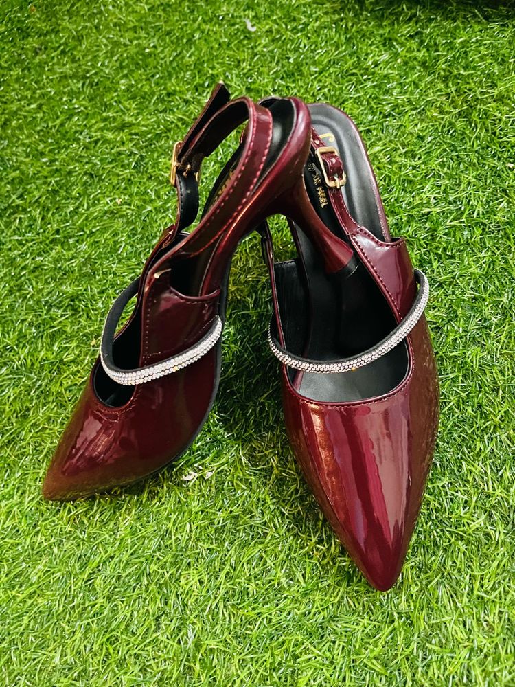 Burgundy Heeled Slingbacks