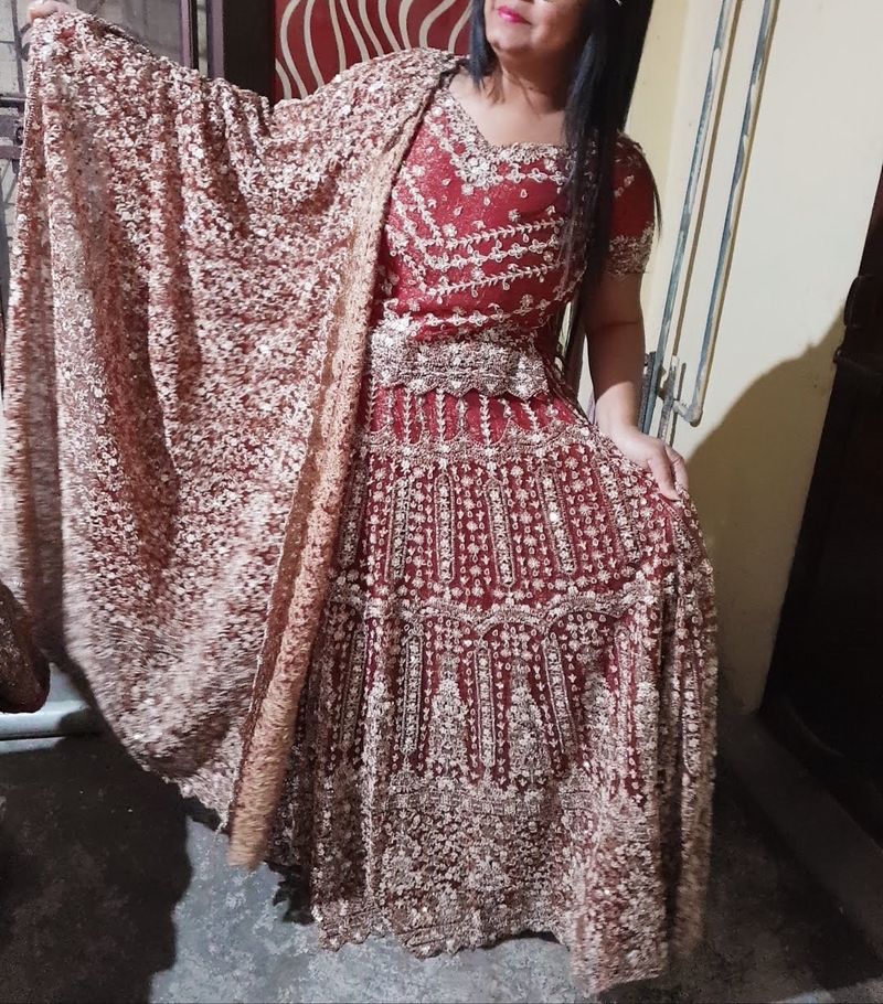 traditional maroon Lehegha