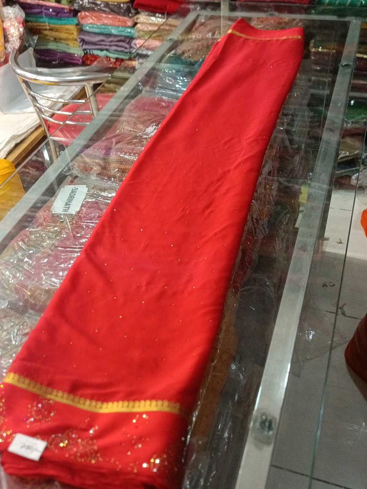 Red Embellished Saree
