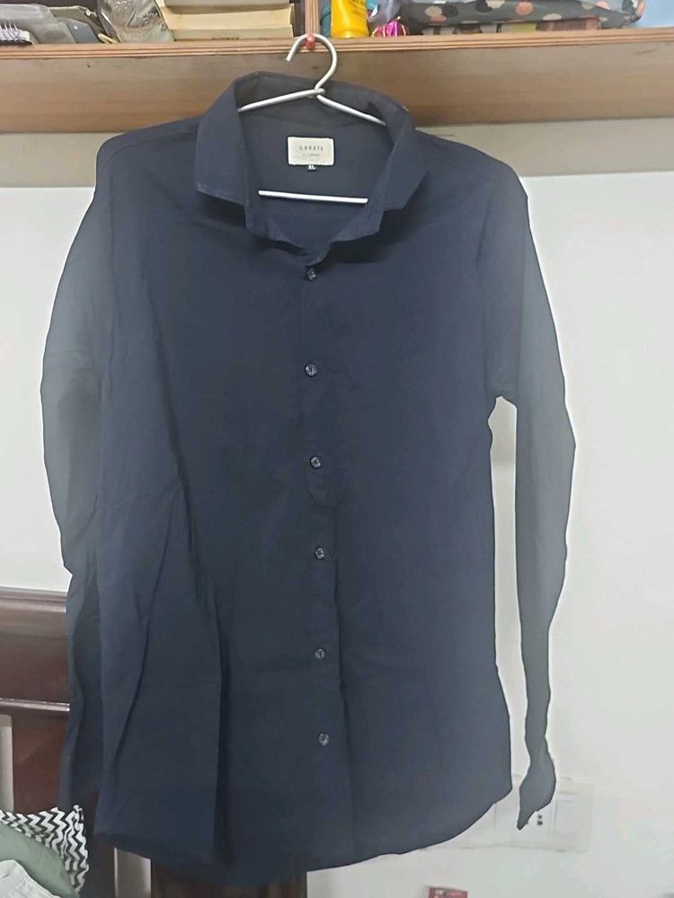 Navy Blue Casual Button-Down Shirt