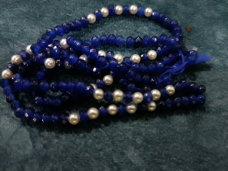 Blue Beaded Pearl Necklace