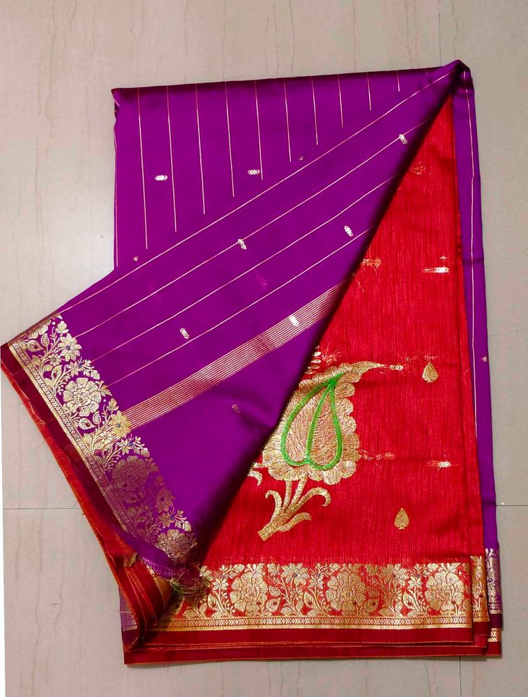 Elegant Purple &amp; Red Saree