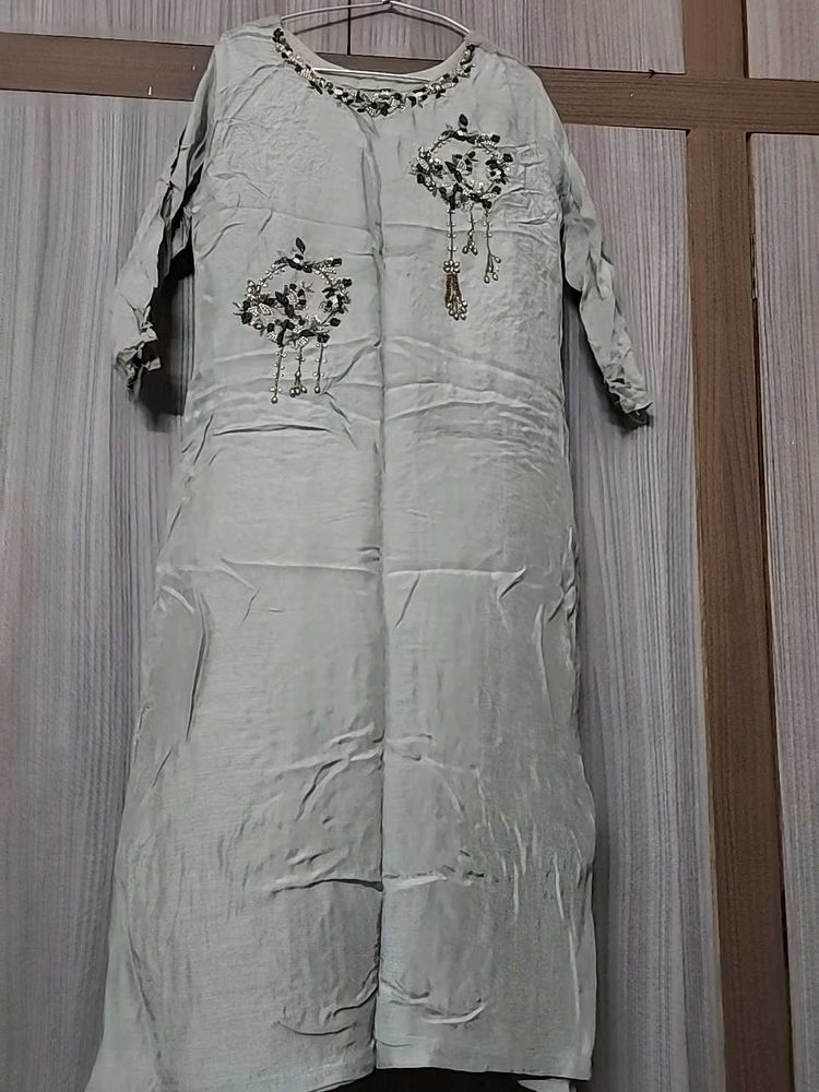 Embroidered Grey Kurti