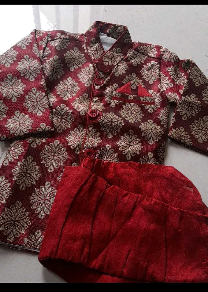 Boys&#39; Maroon Sherwani Set