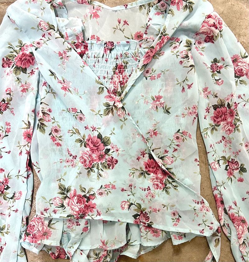 Floral Wrap Top