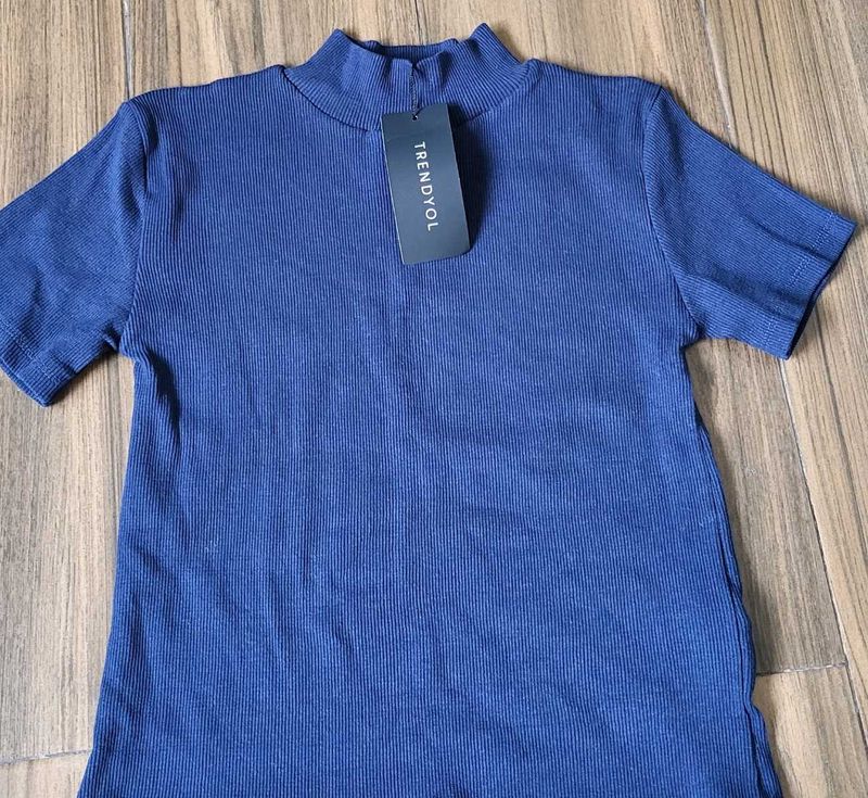 Blue Ribbed Top