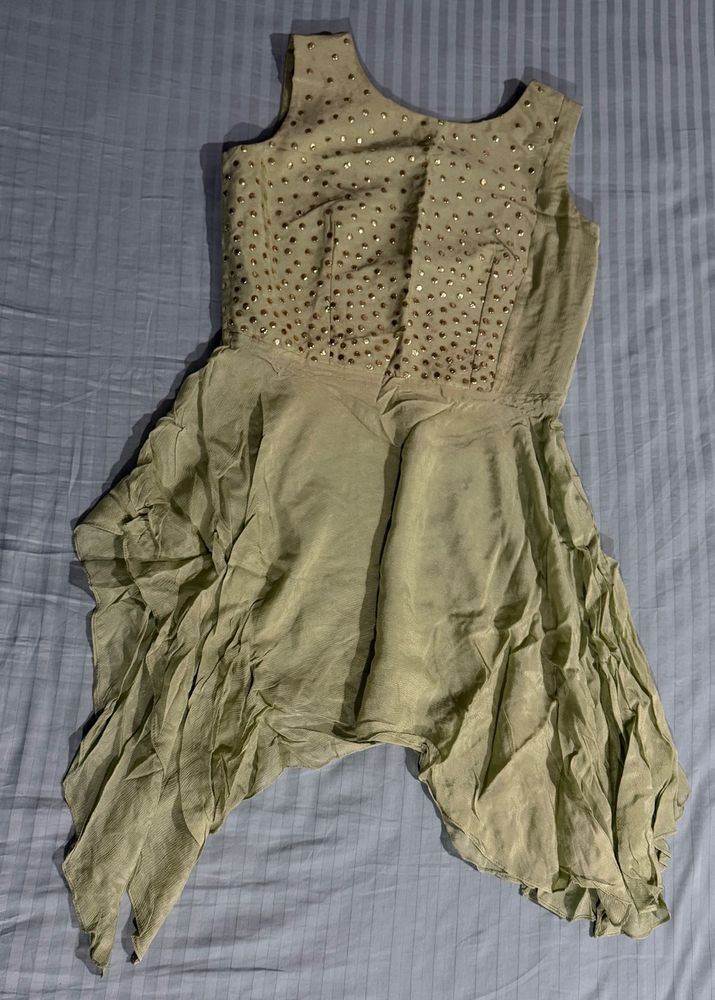 Elegant Olive Green Dress