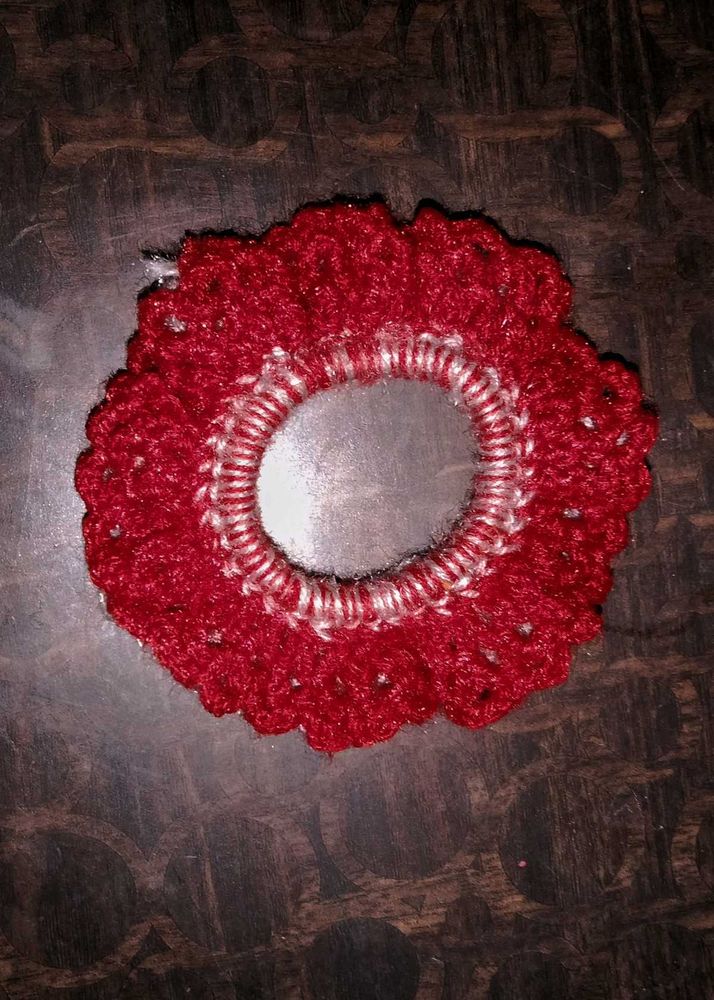 Red Crochet Scrunchie