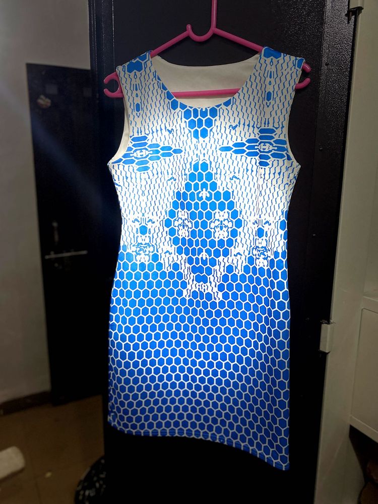 Blue &amp; White Sleeveless Dress