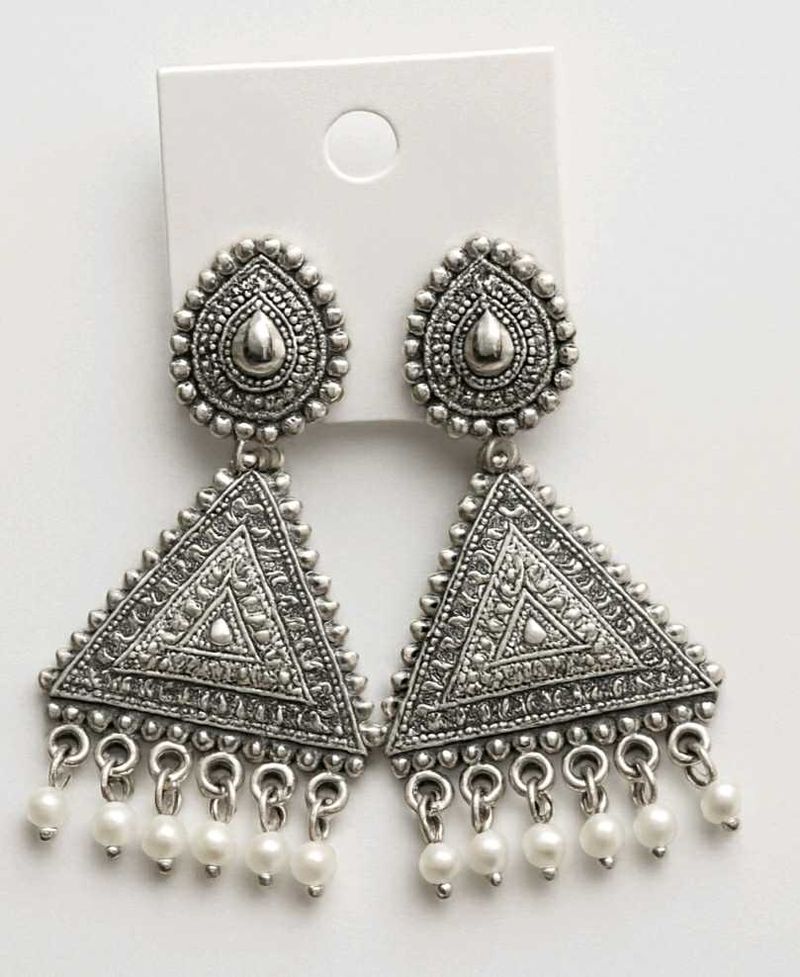 Ethnic Silver Earrings For Traditional Lehengas