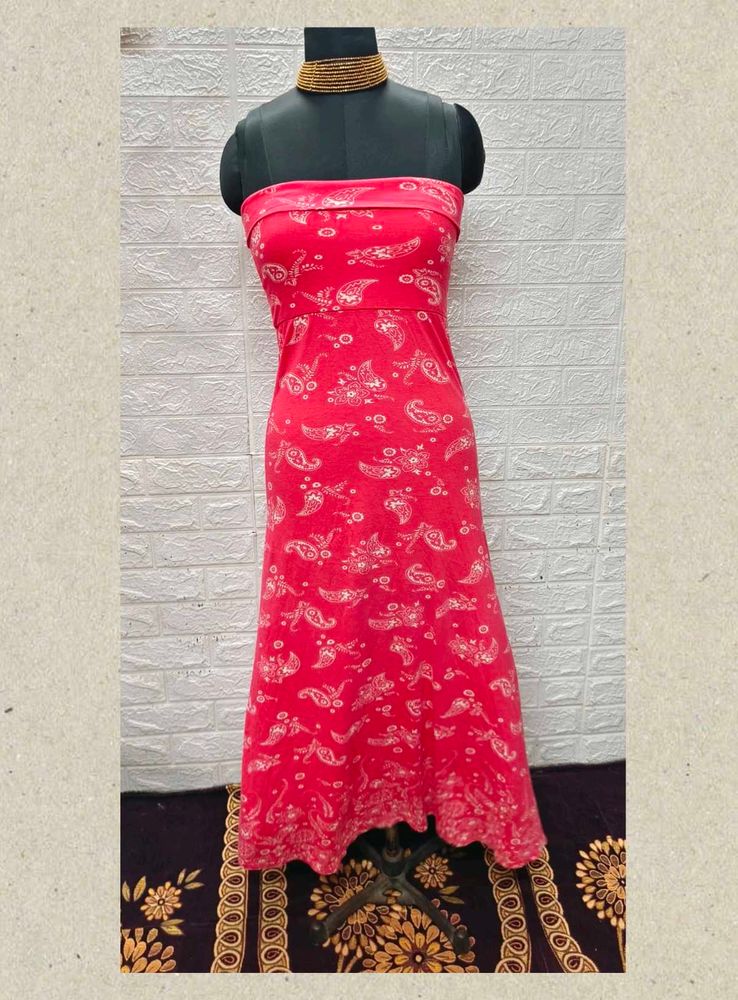 Tube Pink Floral Print Dress Fixed Price