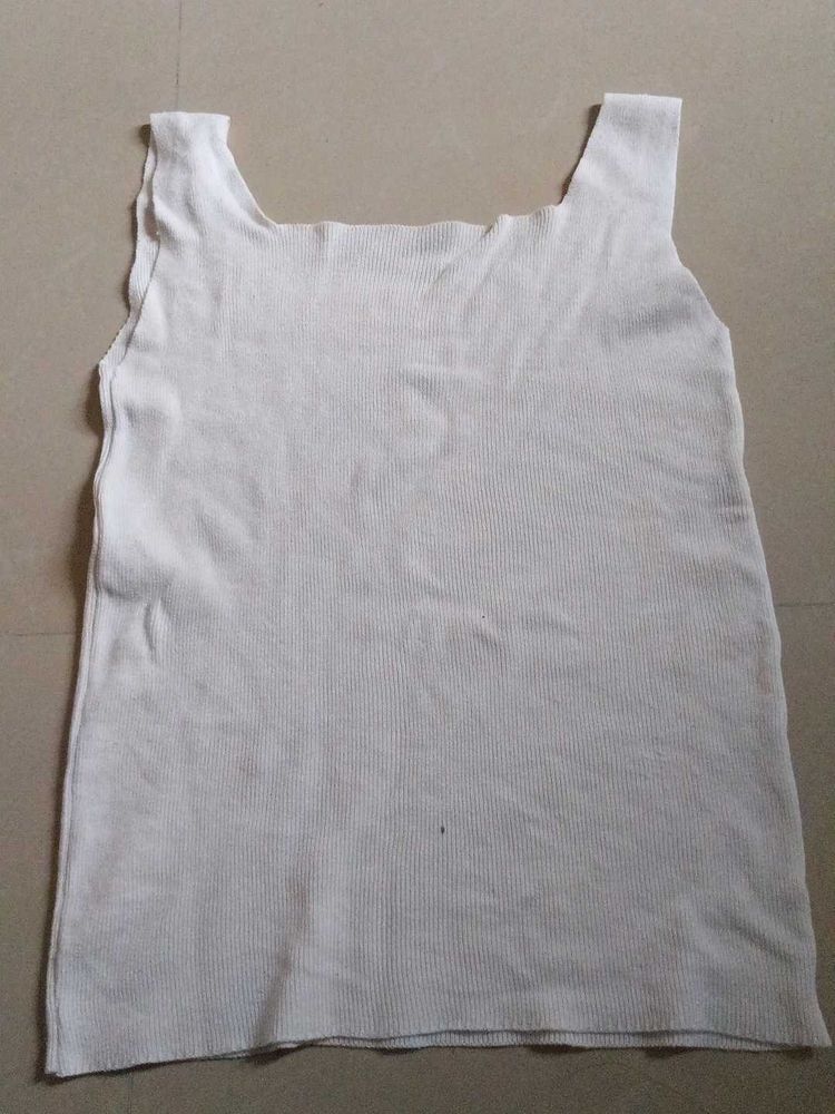 White Ribbed Tank Top