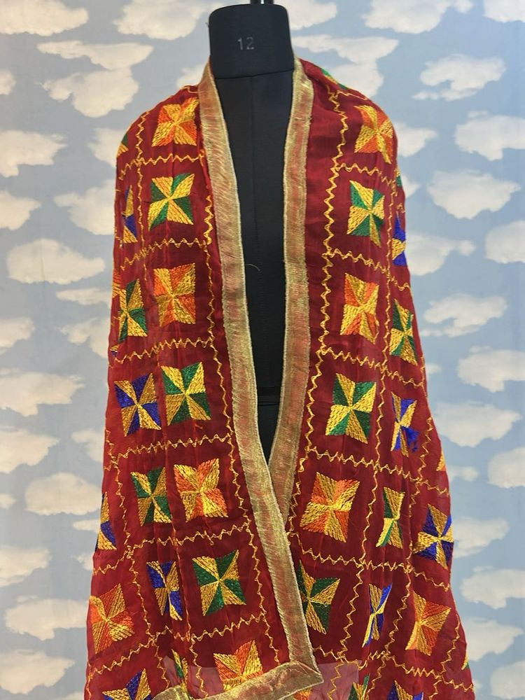 Embroidered Fulkari Dupatta