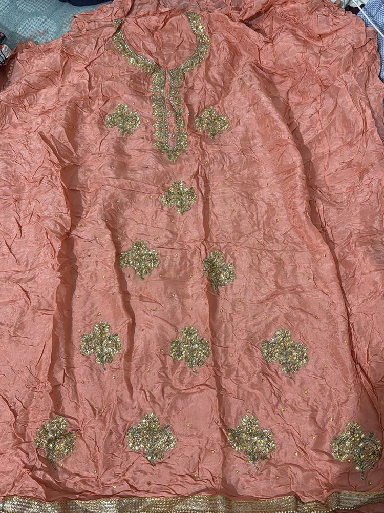 Peach Ethnic Dress Material