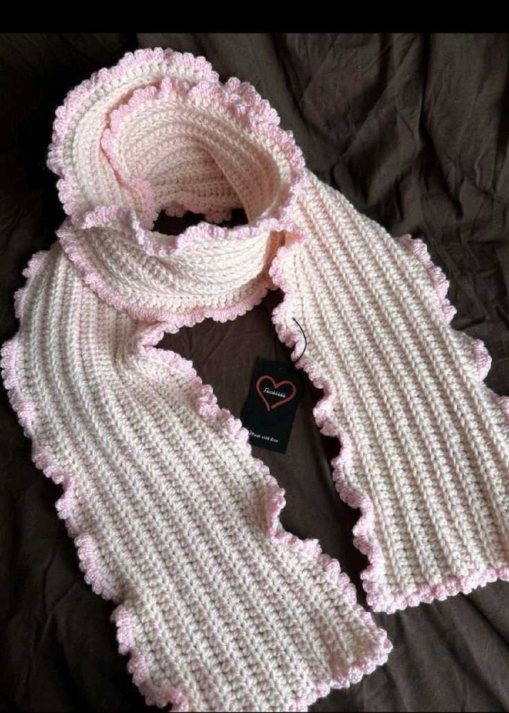 Handmade Pink Ruffle Scarf