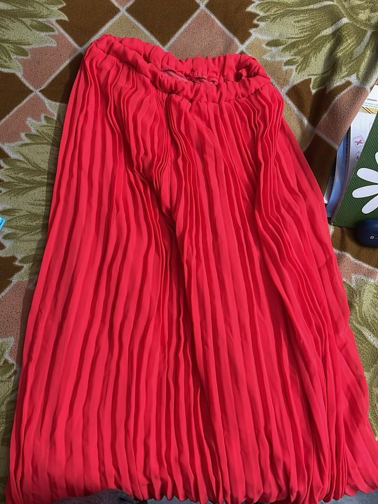Red Pleated Skirt