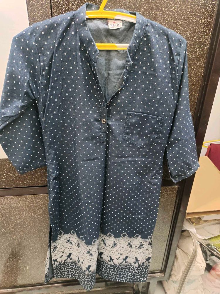 Polka Dot denim Kurta
