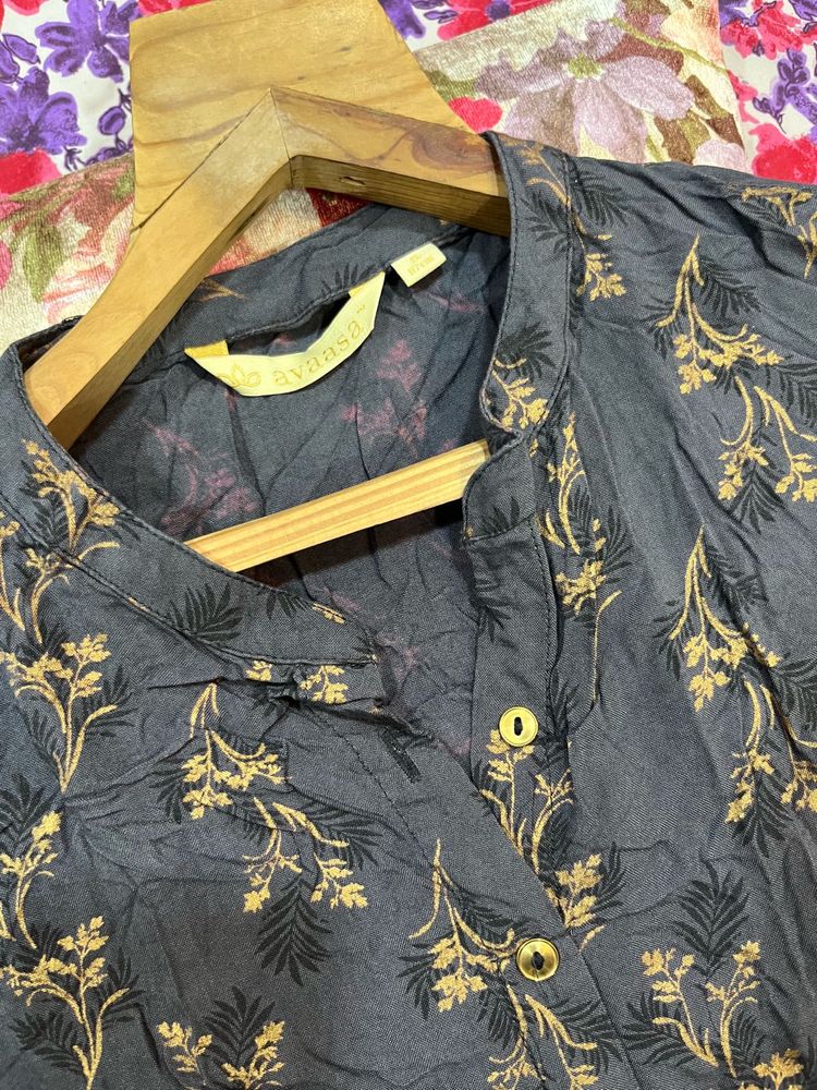 Grey Floral Kurta- Size S