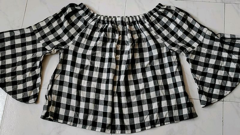 Bell  Sleeves Off Shoulder Crop Top