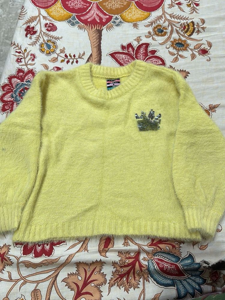Yellow Fuzzy Knit Sweater