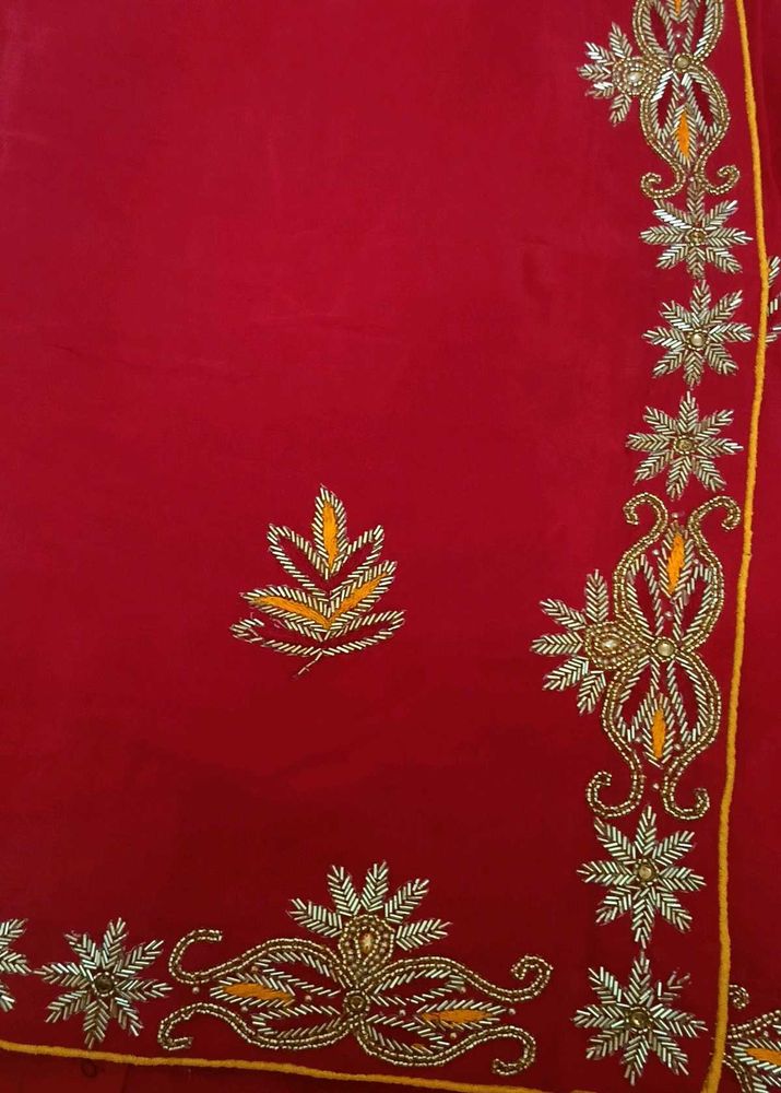 Offer  For Today    Red Partywear Saree Sare