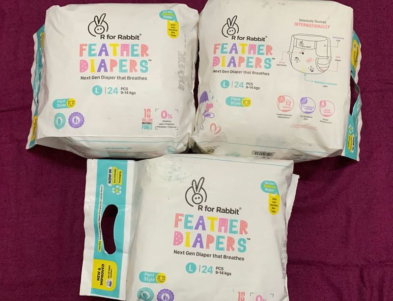 R For Rabbit Diaper L Size Premium Feather - 3