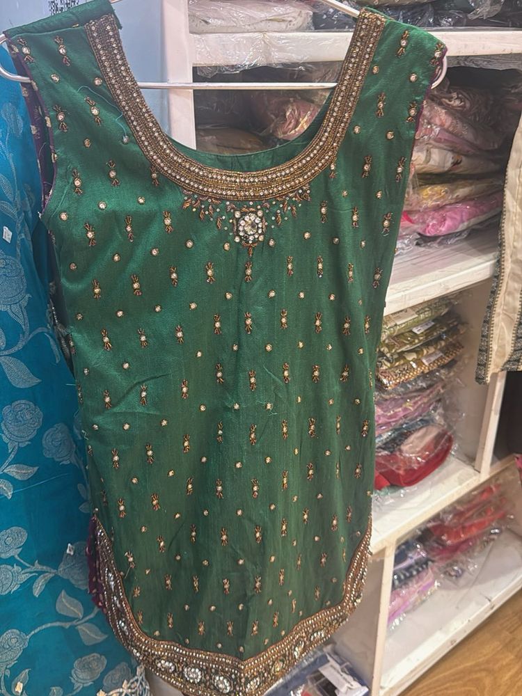 Embroidered Green Top