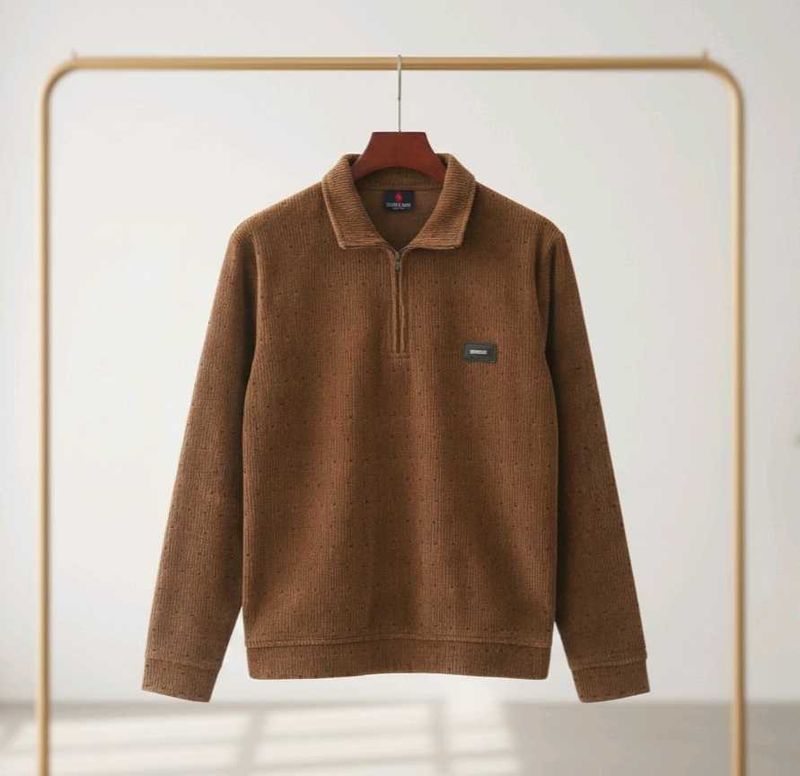 Brown Quarter Zip Pullover US POLO