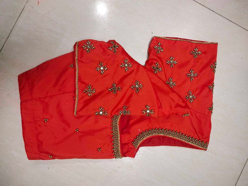 🧡Orange Maggam Blouse