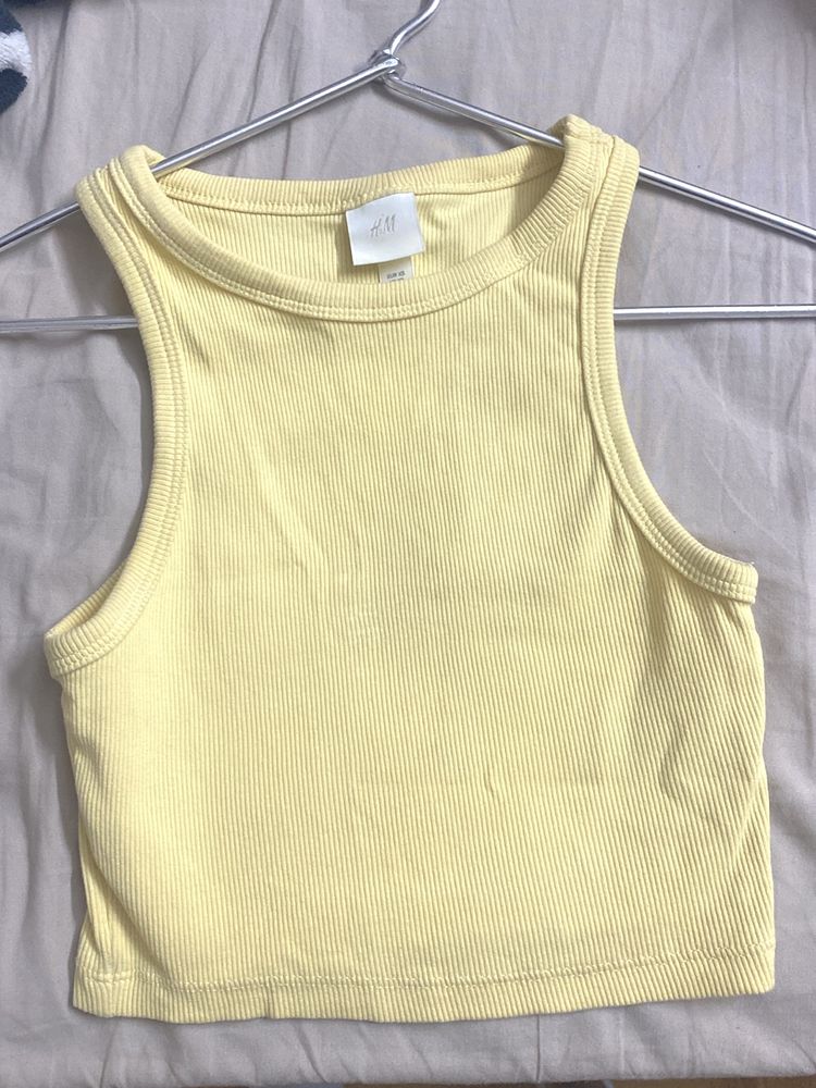 H&amp;M Yellow Ribbed Tank Top (XS)