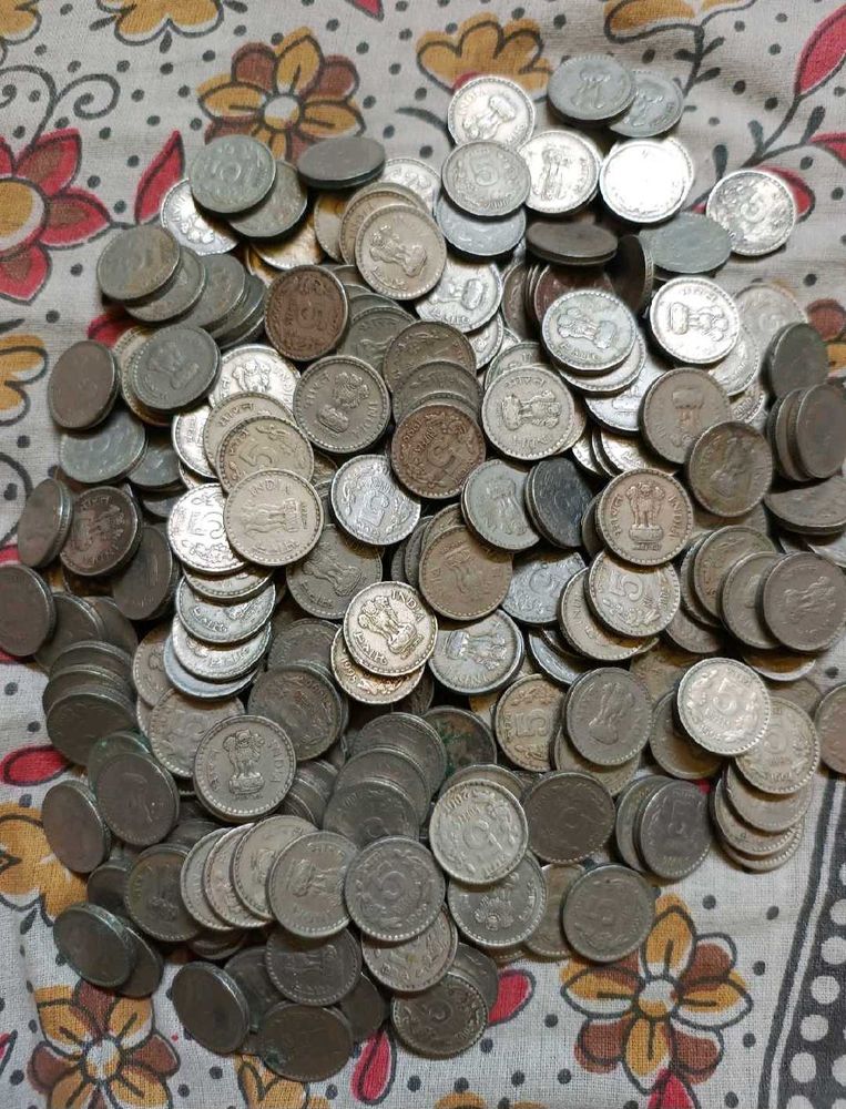 50 pcs 5 rs coins Vintage Indian Coin Collectio