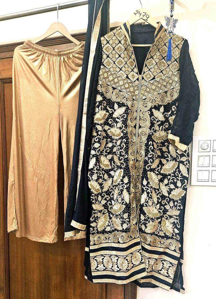 Handwork Heavy Suit, Dupatta and Plazzo