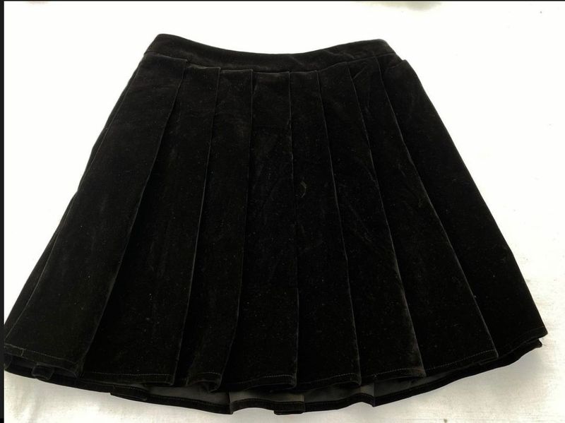 Black Velvet Mini Skirt