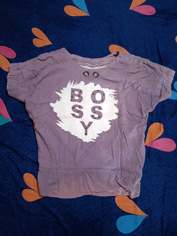 Bossy Graphic Tee Crop Top