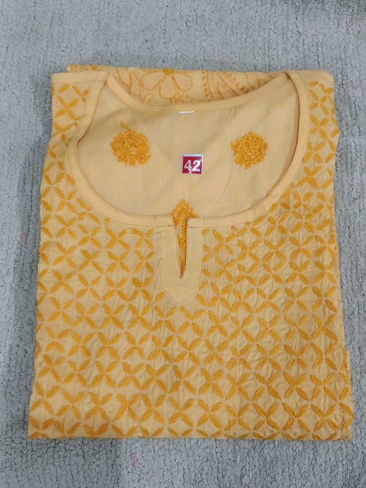 New Golden Yellow Lucknowi Kurta
