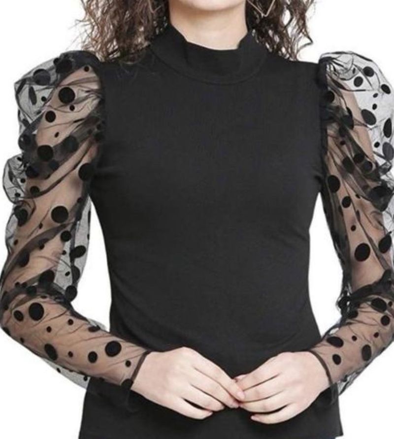 Chic Black Puff Sleeve Top