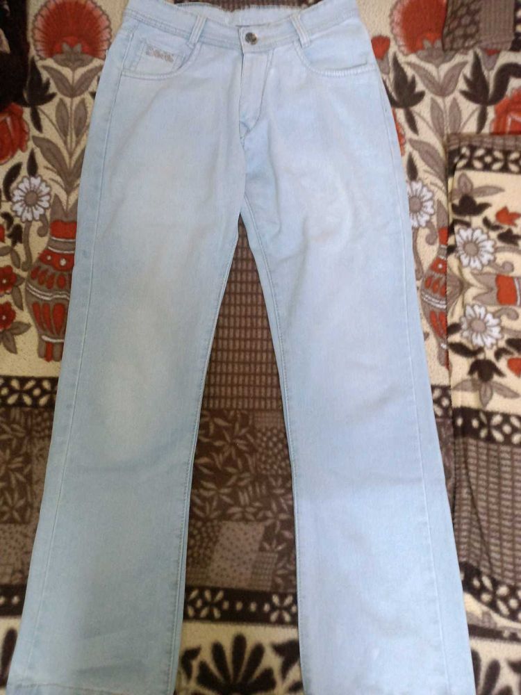 Light Blue Flared Denim Jeans
