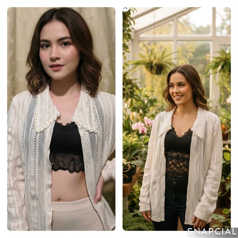 lace bralette with cardigan