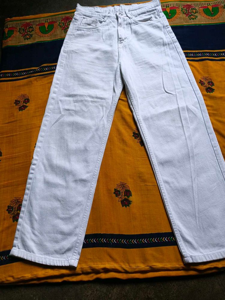 White Wide Leg Denim Jeans
