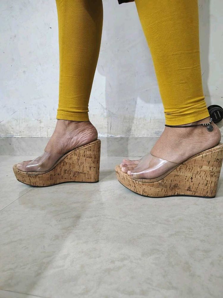 Women Beige Wedges Heels