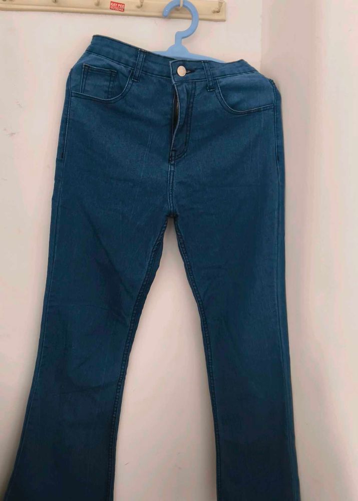 Washed Blue Bootcut high-rise jeans