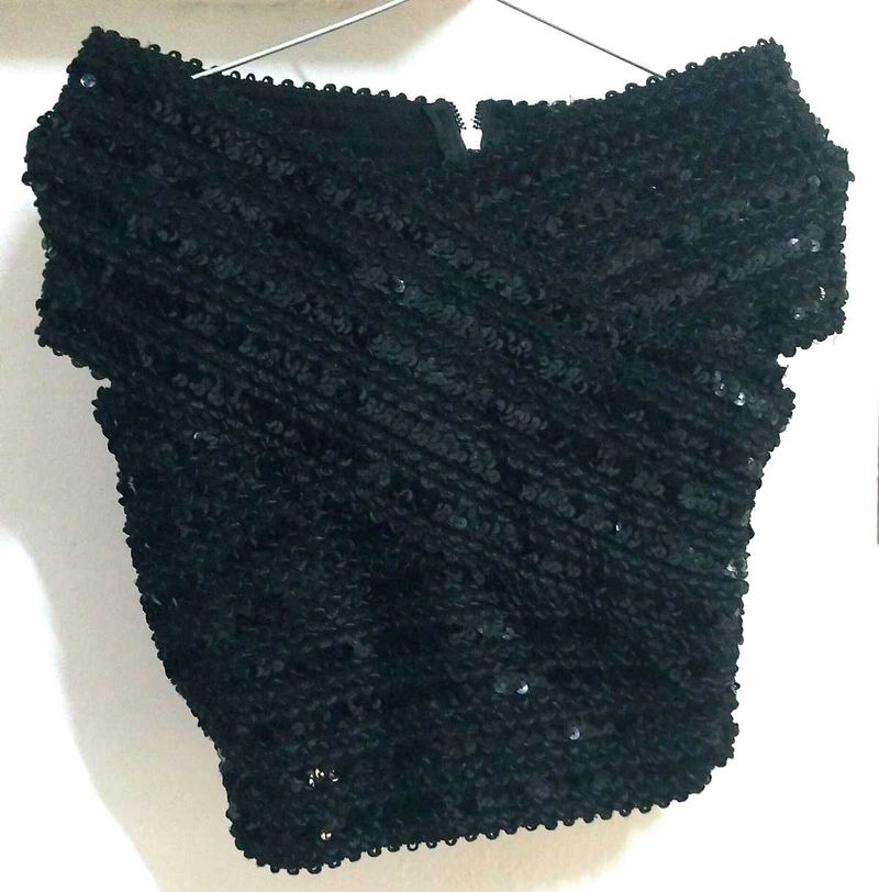 Sparkling Black Sequin Party Top
