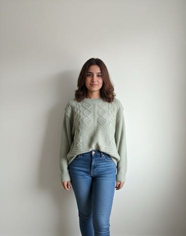 Sage Green Cable Knit Sweater